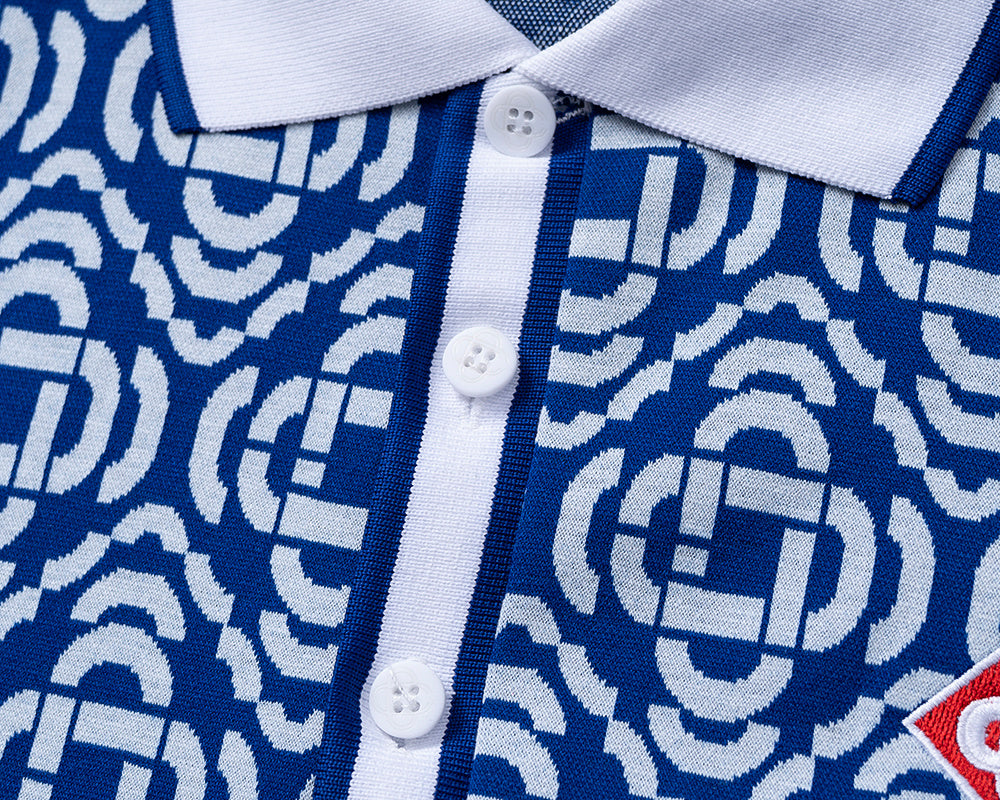 Playera Polo Casablanca Blue Monogram Jacquard