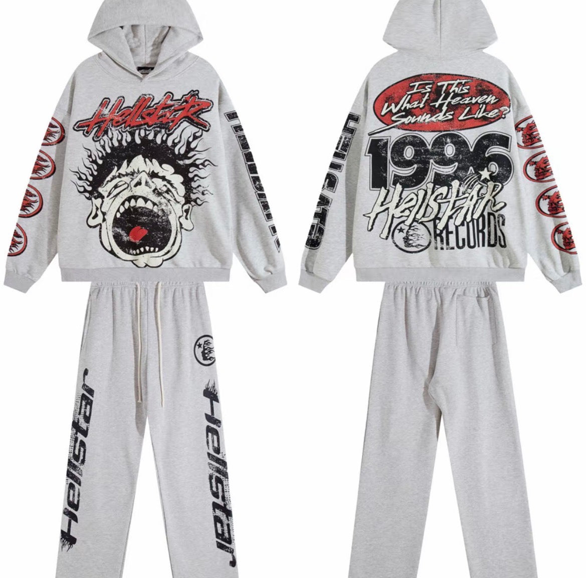 Hellstar 1996 Flame Hoodie – Grey