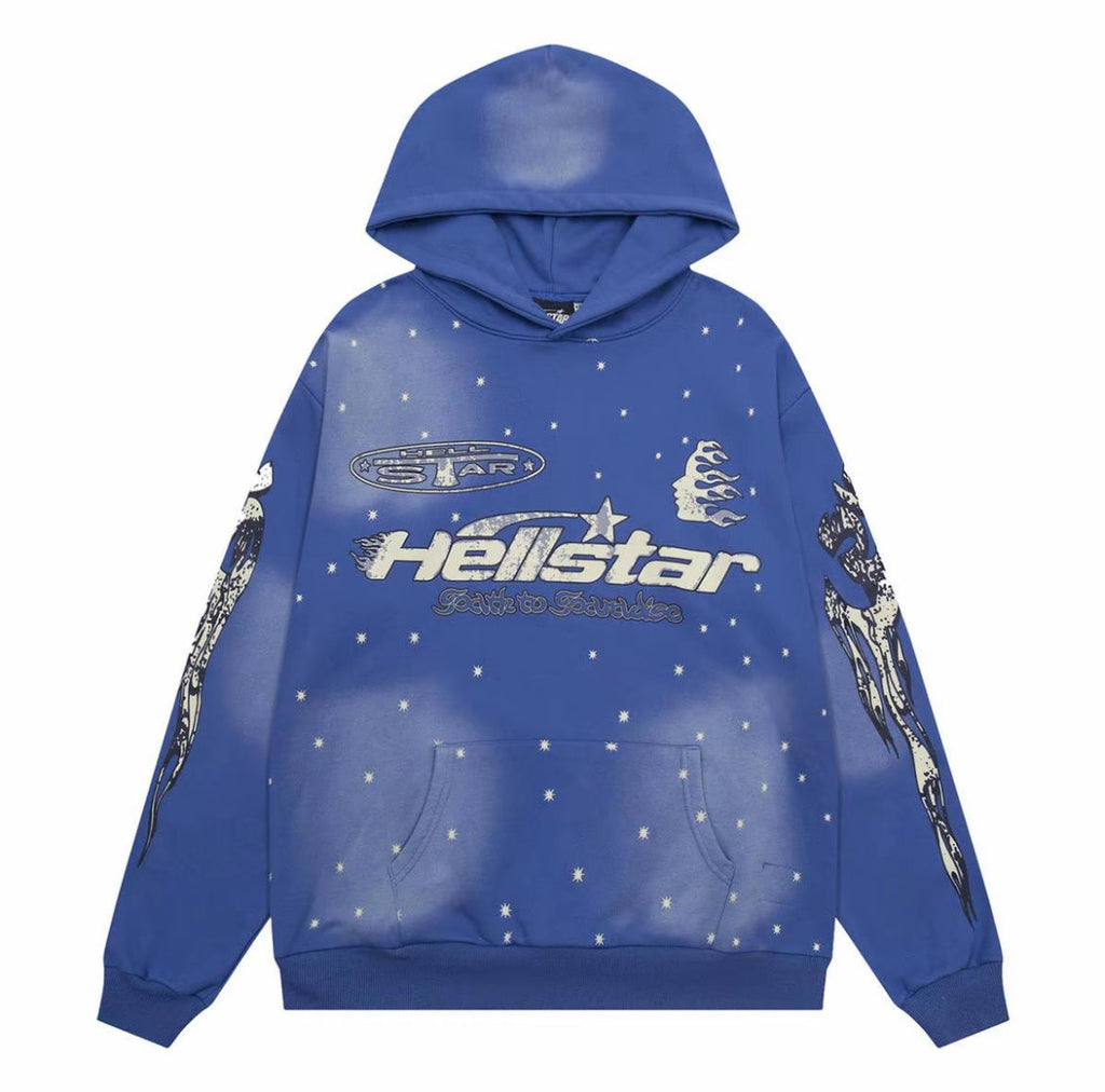 Hellstar “Stars” Zip Hoodie – Blue