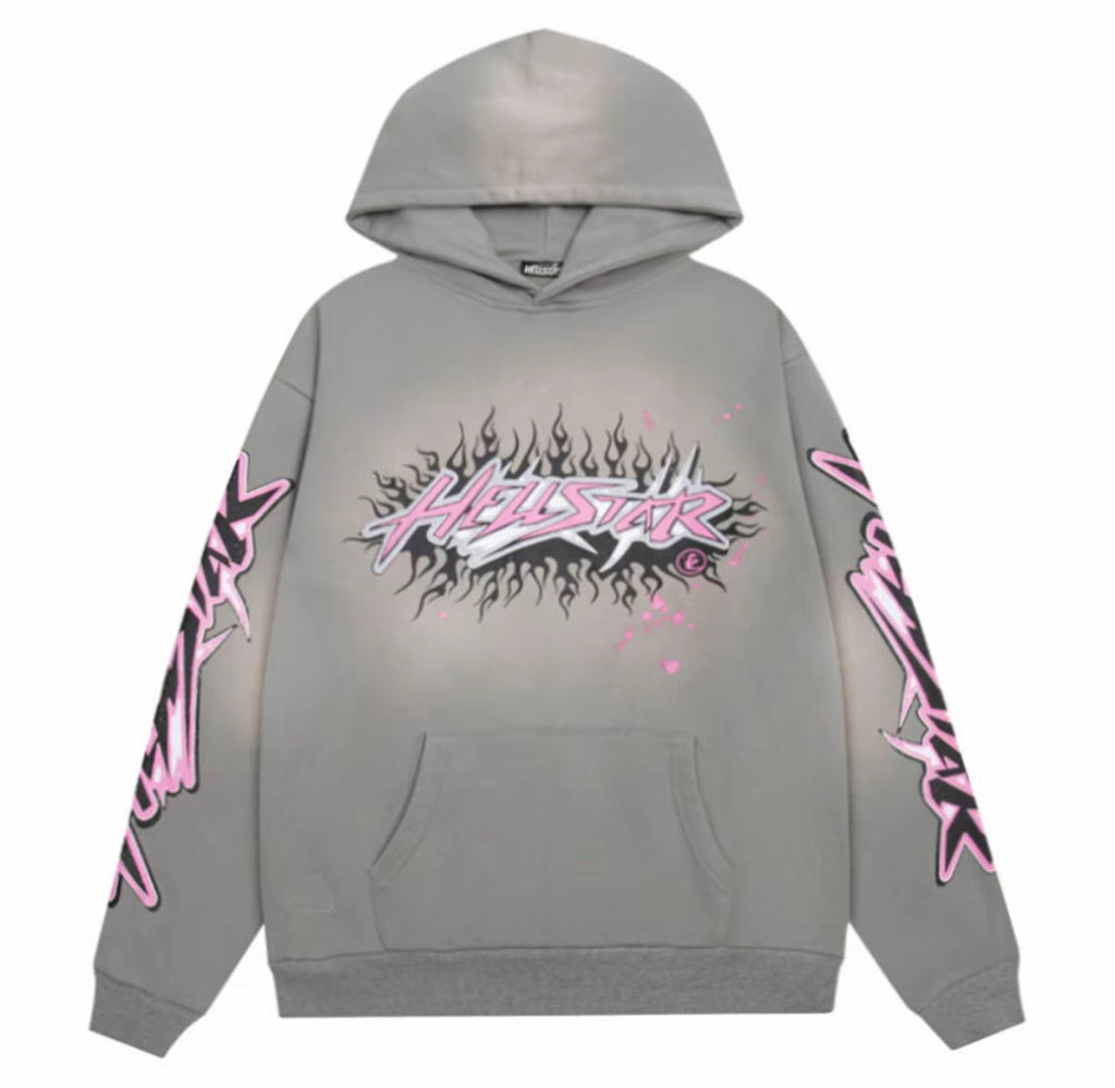 Hellstar Punk Graphic Hoodie – Grey