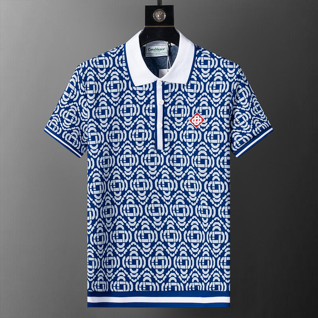 Playera Polo Casablanca Blue Monogram Jacquard