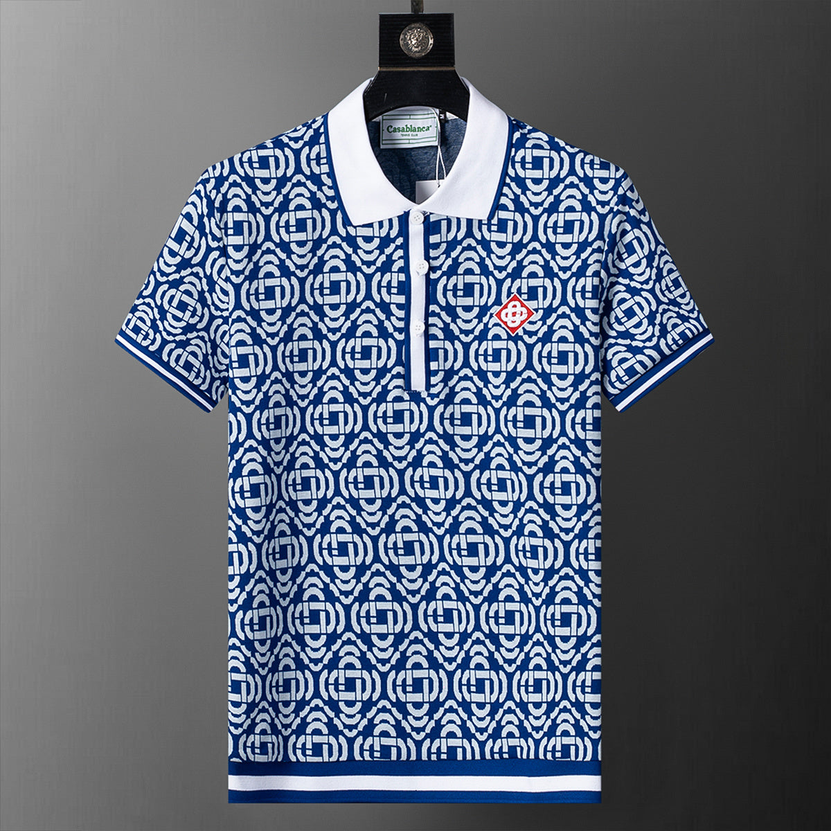 Playera Polo Casablanca Blue Monogram Jacquard