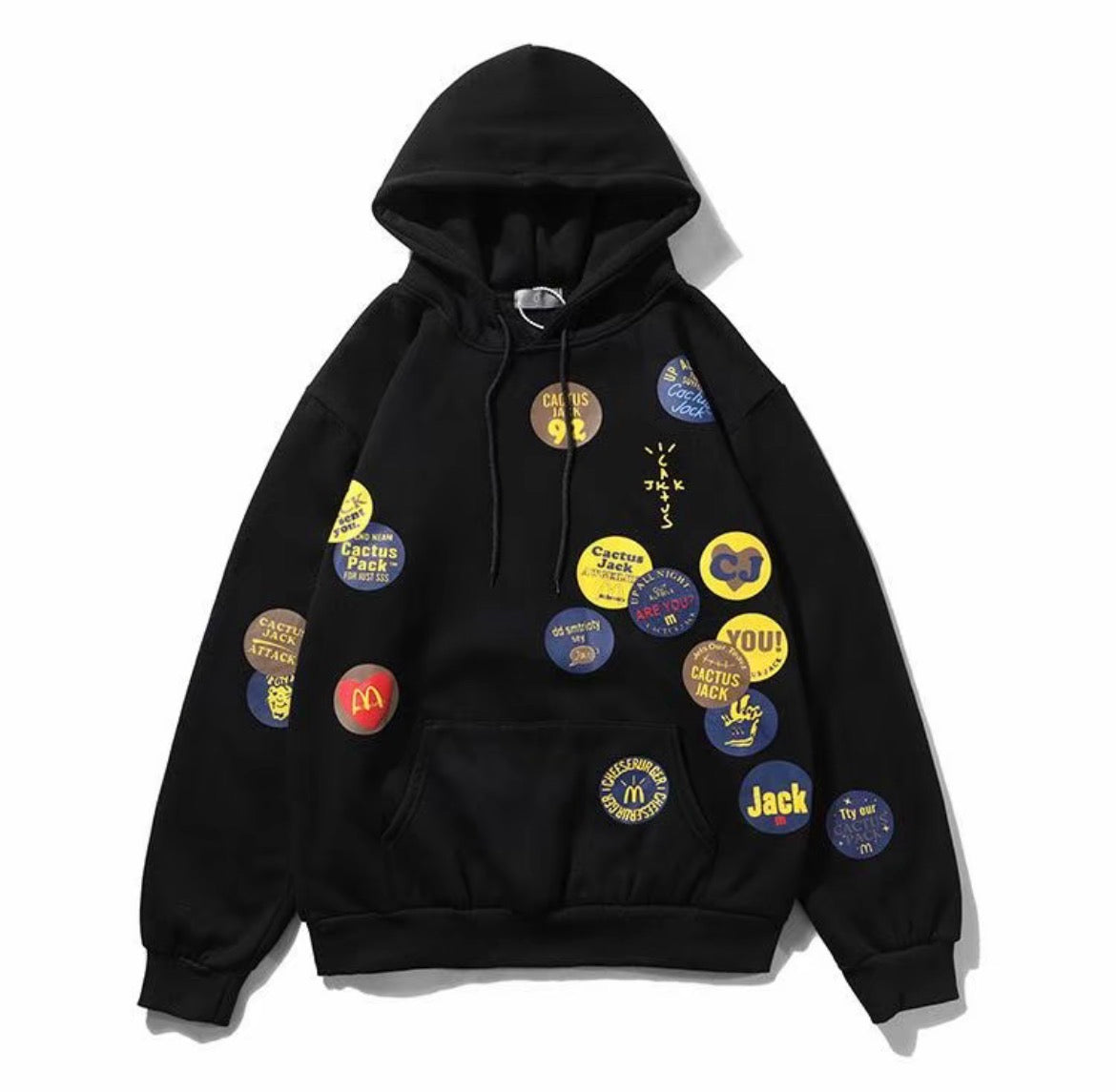 Cactus Patchwork Hoodie – Black