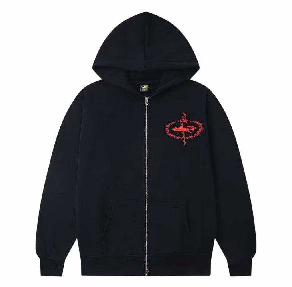Corteiz Laughteg Gang Zip Hoodie – Black