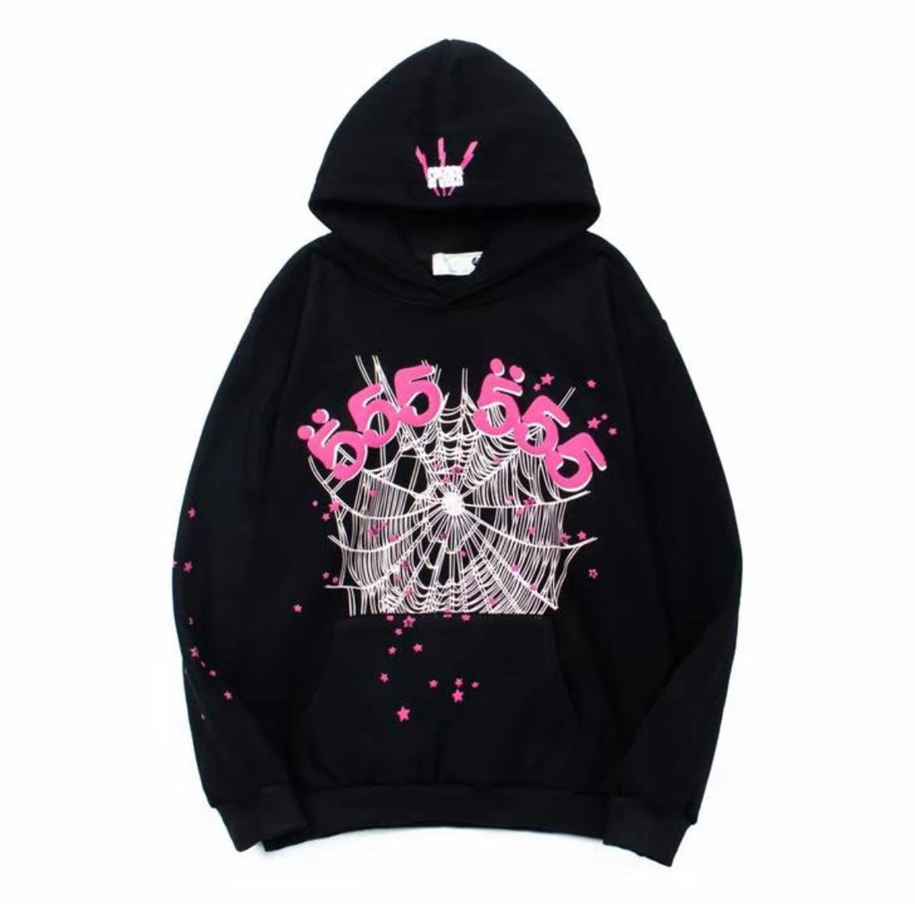 Sp5der Angel Number Web Hoodie – Black