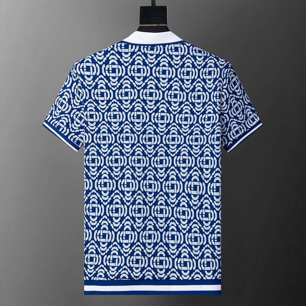 Playera Polo Casablanca Blue Monogram Jacquard