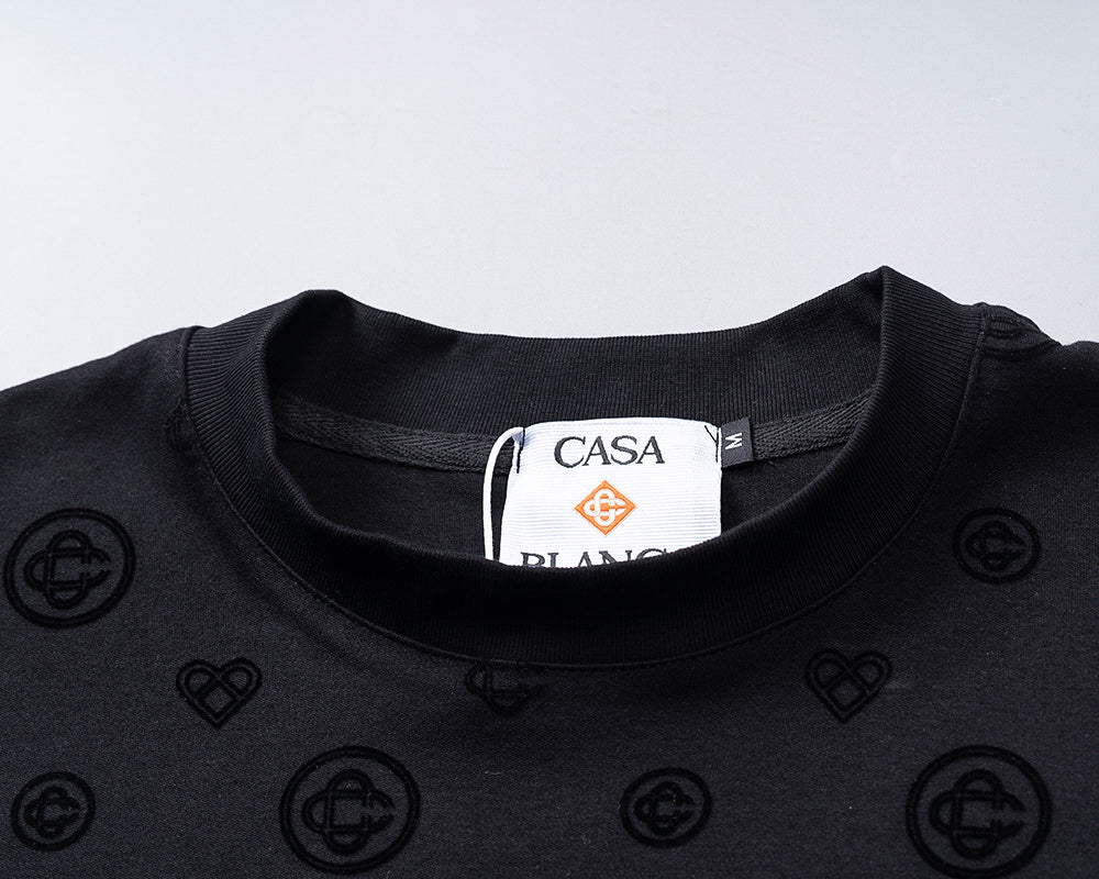 Playera Casablanca Monogram Heart Pattern Negro