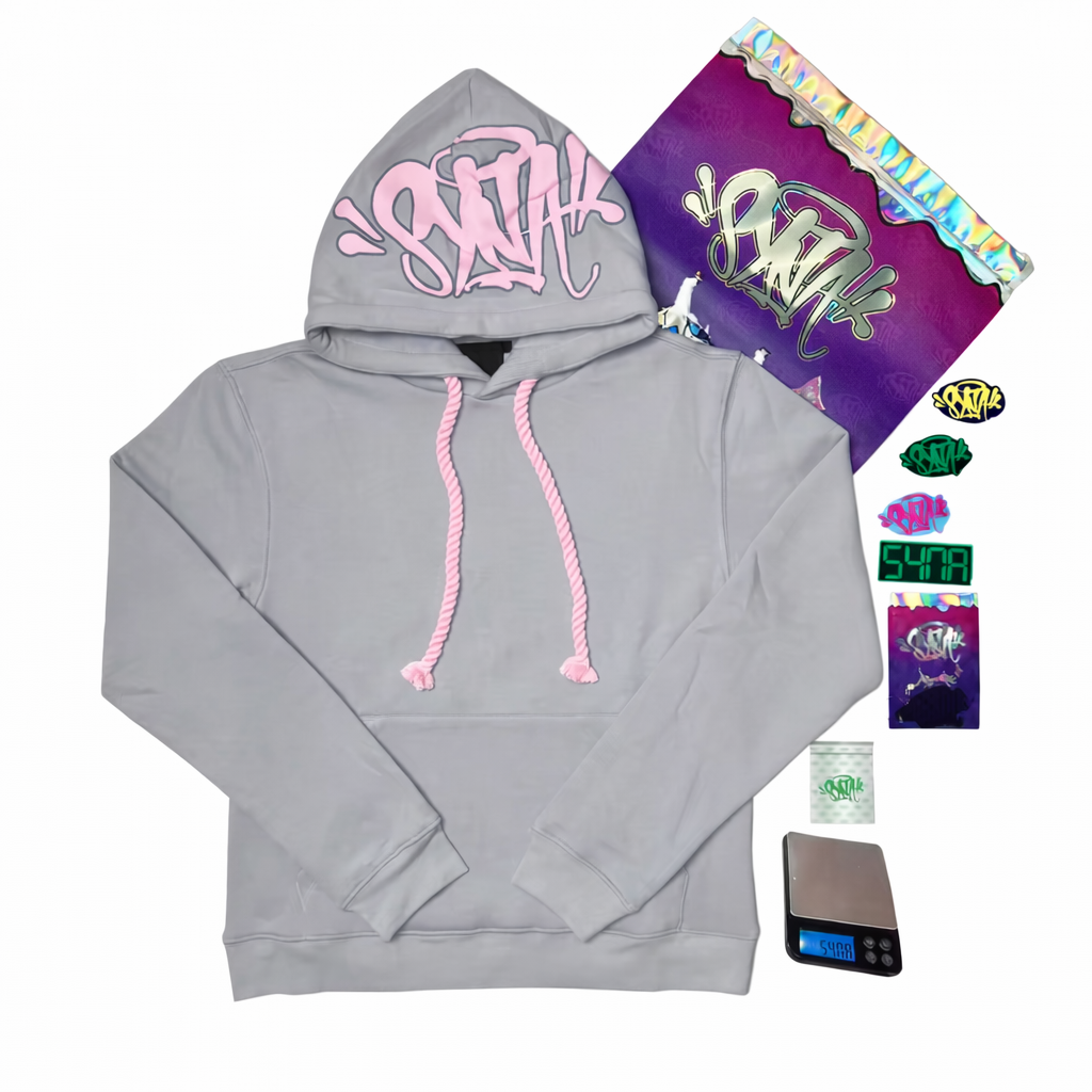 Syna Cloud Hoodie – Gris / Rosa