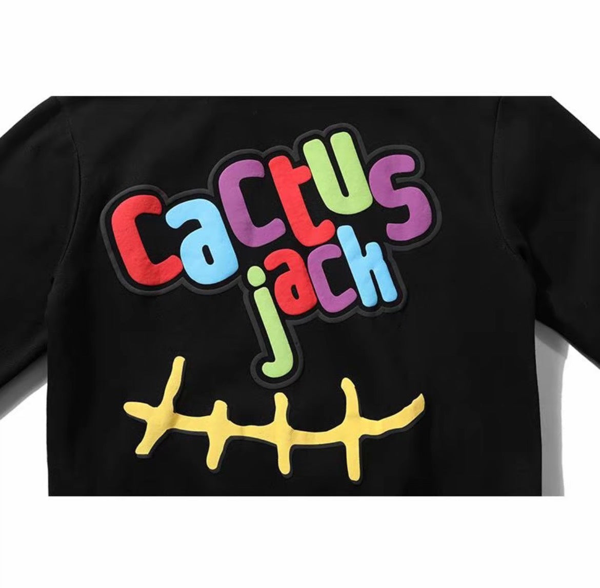 Cactus Patchwork Hoodie – Black