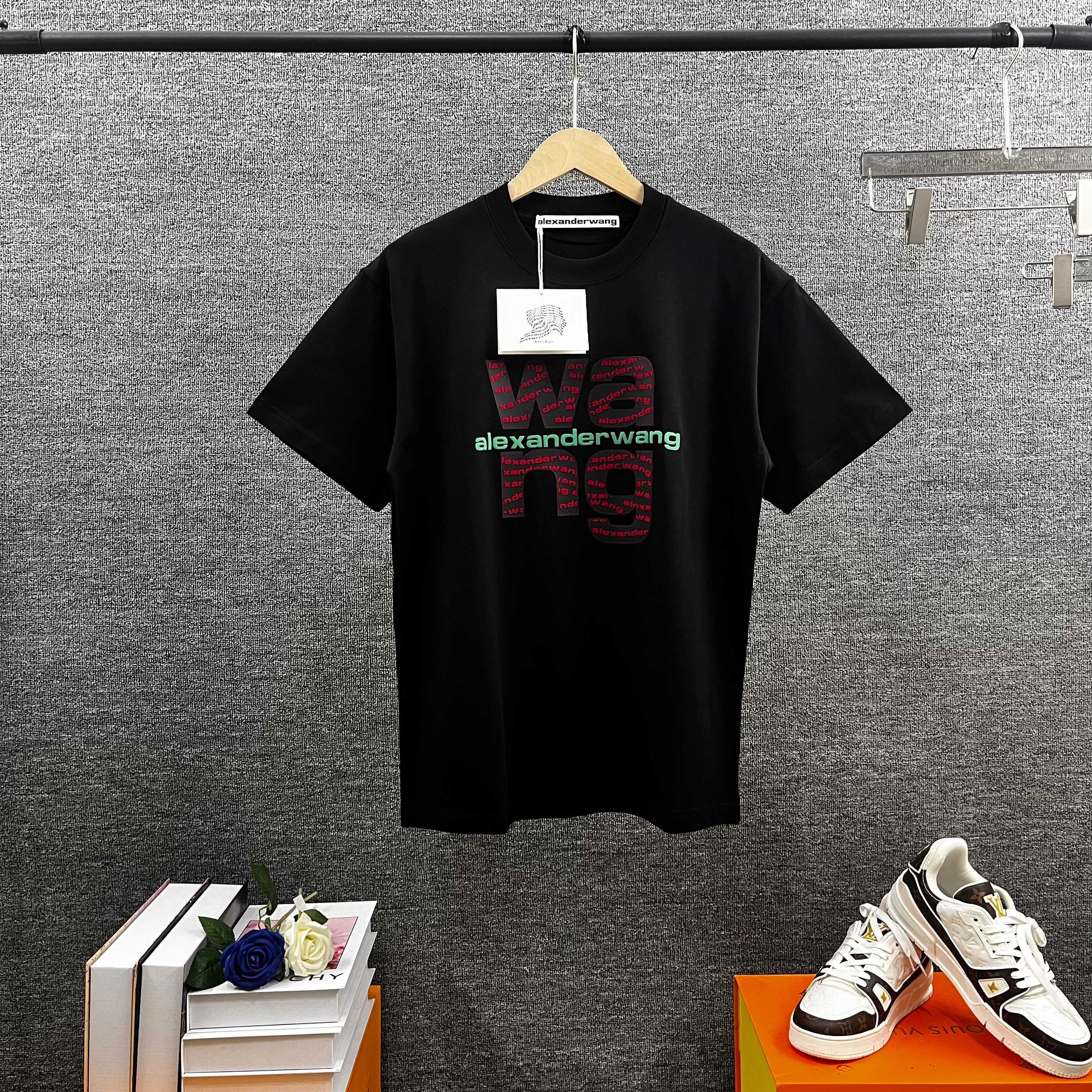Playera Alexander Wang Stacked Logo Negro