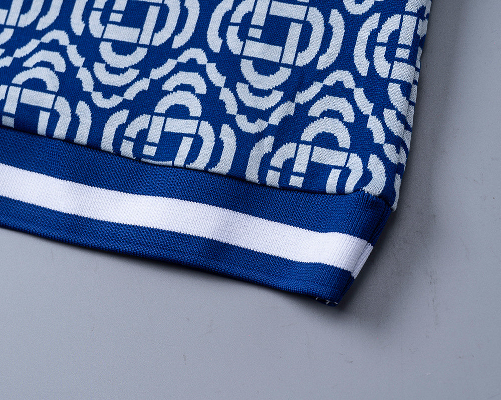Playera Polo Casablanca Blue Monogram Jacquard