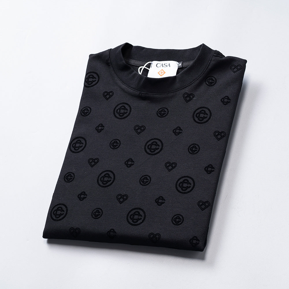 Playera Casablanca Monogram Heart Pattern Negro