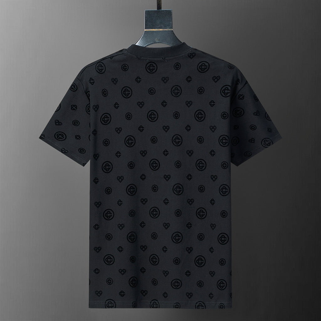 Playera Casablanca Monogram Heart Pattern Negro