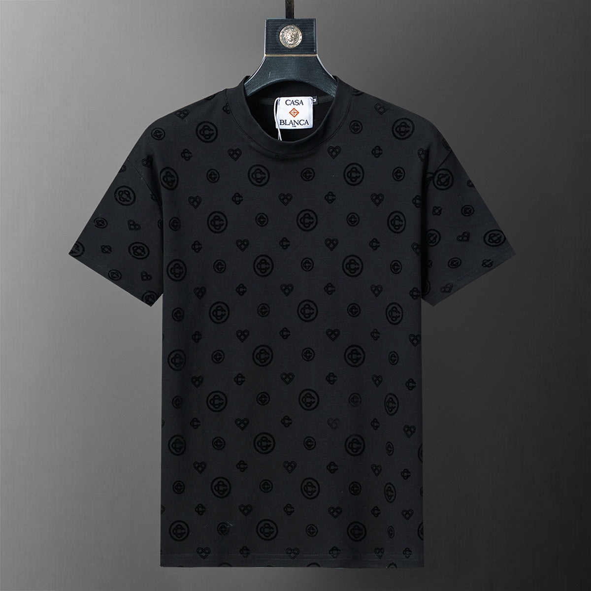 Playera Casablanca Monogram Heart Pattern Negro