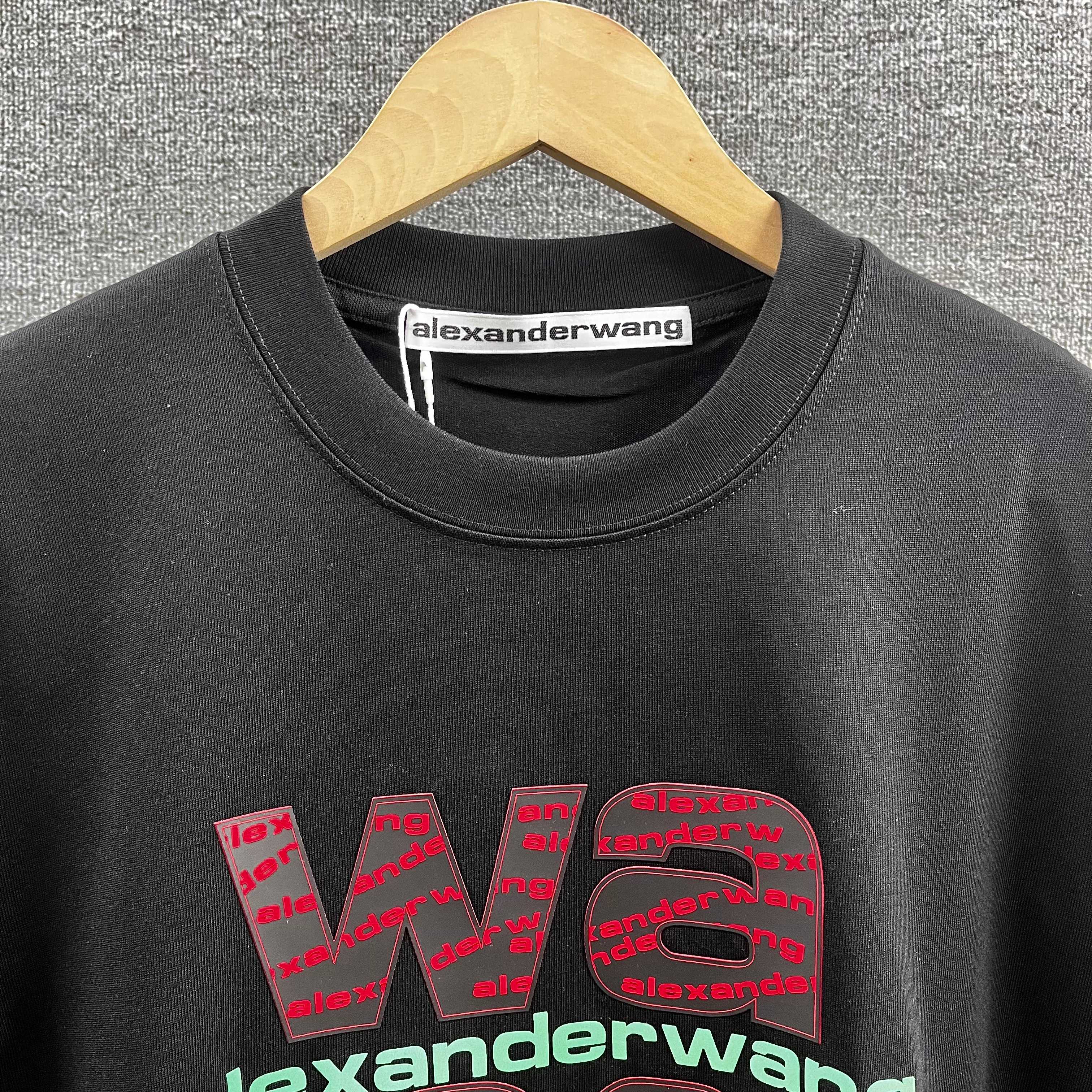 Playera Alexander Wang Stacked Logo Negro
